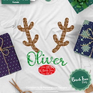 Rudolph SVG, rendieren SVG, jongens kerst SVG, rendieren monogram SVG, rode neus rendieren SVG Kids kerst shirt SVG voor Cricut DXF PNG JPEG