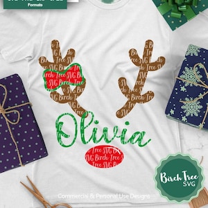 Rudolph Svg, Reindeer Svg, Girls Christmas Svg, Reindeer Monogram Svg, Red Nosed Reindeer Svg Kids Christmas Shirt Svg Cricut Dxf Png Jpeg