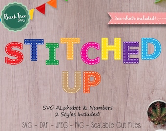 Stitched Alphabet SVG Fonts Cutfile, Stitch Cricut Font SVG, Cuttable Alphabet, Embroidery Style Svg Font Digital files Svg Dxf EPS Png Jpeg