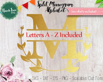 Split Alphabet Monogram SVG Split Monogram Font Svg Cut Files Split Letters Svg Monogram Cricut Svg Silhouette Digital files Svg Dxf EPS Png