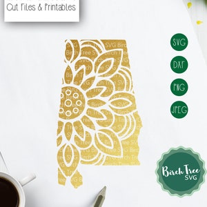 Alabama Mandala Svg, Alabama Svg Cut-bestand, Alabama Clipart, Alabama Zentangle, Alabama kaart Svg voor Cricut silhouet png dxf jpeg svg