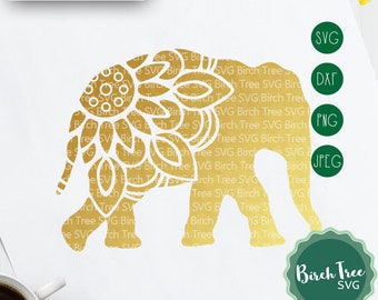 Elephant Mandala Svg, Elephant Svg Cut File, Mandala SVG, Elephant Clipart,  Zentangle Decal Svg for Cricut Silhouette png dxf jpeg svg