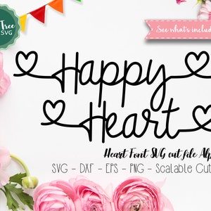 Heart Font Svg Cutfile, Modern Calligraphy SVG, Svg Fonts Heart Script Cricut font Svg, Silhouette Cameo, Digital files, Svg, Dxf, EPS, Png