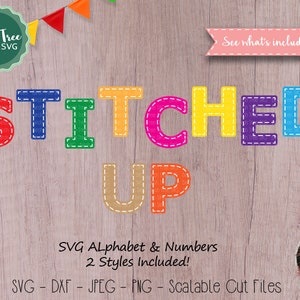 Alfabeto Costurado Fontes SVG Cutfile, Stitch Cricut Fonte SVG, Alfabeto Cortável, Estilo de Bordado Fonte Svg Arquivos Digitais Svg Dxf EPS Png Jpeg