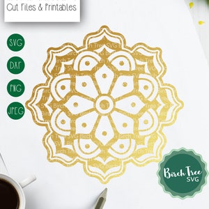 Mandala SVG, Boho SVG, Mandala Clipart, Floral Decal Design, Boho Flower Mandala Stencil SVG, Cricut Silhouette, png dxf jpeg svg