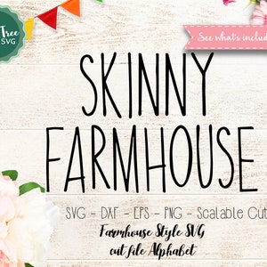 Skinny Farmhouse Alphabet SVG Fonts, Farmhouse Font SVG, Svg Font, Thin Font Svg Cricut font Svg Silhouette Cut File Svg Dxf EPS Png Jpeg