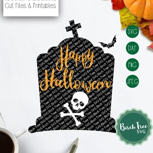 Happy Halloween Svg, Gravestone Halloween Sign Svg, Graveyard Svg, Halloween Sublimation File, Spooky Kids Halloween Svg Cricut Svg Cut File