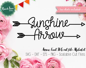 Arrow Font Svg Cutfile, Modern Calligraphy SVG, Svg Fonts Arrow Script Cricut fonts Svg, Silhouette Cameo Digital files Svg Dxf EPS Png