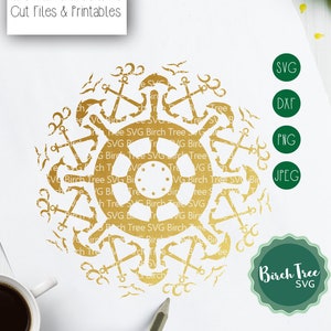 Cruise Mandala SVG gesneden bestand, Cruise SVG, Cruise clipart, anker SVG zeilen SVG Mandala SVG voor Cricut silhouet dolfijn SVG PNG DXF JPEG