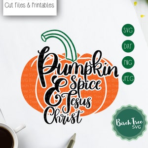 Zucca Spice e Gesù Cristo SVG, zucca Svg, file di taglio Christian SVG, Gesù Tumbler Decal svg per Cricut Silhouette, png dxf jpeg in formato svg