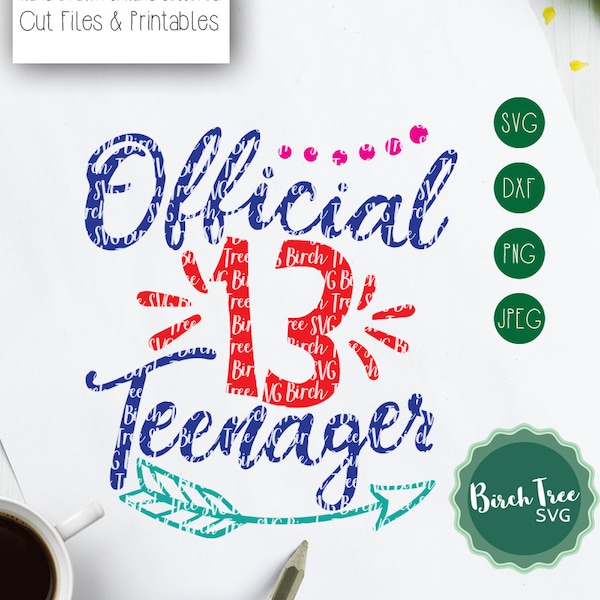 Offizielle Teenager SVG, 13. Geburtstag Svg, Teenager Geburtstag Shirt Svg, dreizehnten Geburtstag Svg geschnitten Datei für Cricut Silhouette Dxf Png Jpeg