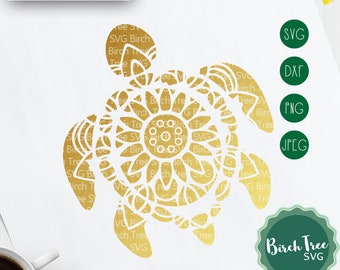 Turtle Mandala Svg Cut File, Turtle Svg, Turtle Zentangle SVG, Turtle Die Cut, Turtle Stencil Svg para Cricut Silhouette png dxf jpeg svg