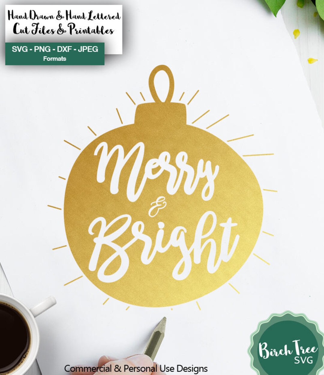 Merry and Bright SVG, Merry and Bright Cut File, for Cricut, Silhouette ...