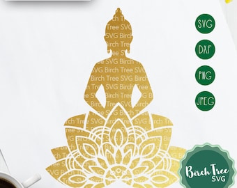 Buddha Mandala SVG Cut File, Buddha SVG, Buddha Clipart, Meditation Svg, Buddhism Buddha Stencil Svg for Cricut Silhouette png dxf jpeg svg