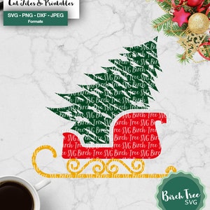 Christmas Tree in Sleigh Svg, Santas Sleigh Svg, Christmas Svg File, Svg for Cricut, Christmas Svg Design, Santa Kids Shirt Svg Dxf Png Jpeg