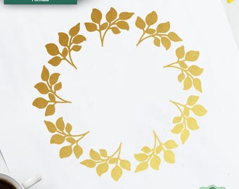 Leaf Wreath SVG, Floral Wreath Cutting files, Flower Monogram SVG, Cricut, Wreath Clipart, Silhouette, Dxf, Png, Svg, Jpeg, Instant Download