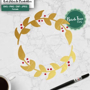 Floral Wreath SVG, Flower Circle Monogram, Floral Cutting file, Hand drawn Wreath, Cricut, Silhouette, Printable Wreath, Svg, Dxf, Png, Jpeg