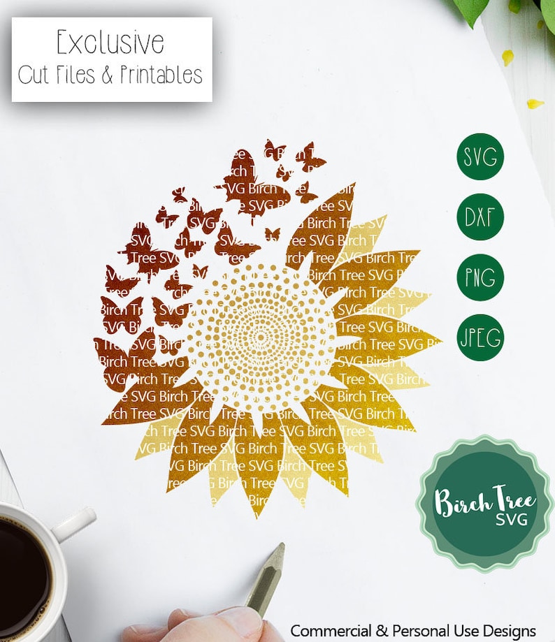 Download Butterfly Sunflower SVG Cut File Sunflower Svg Svg Flower ...