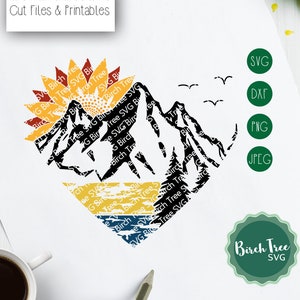 Heart Mountains SVG, Camping SVG, Tropical Svg, Sunset Svg Forest SVG cutting file, Svg for Cricut Silhouette, Iron on, png dxf jpeg svg
