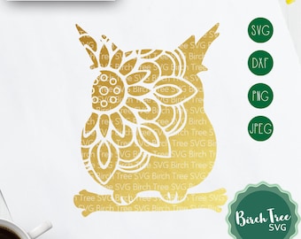 Owl Mandala Svg, Owl Svg Cut File, Mandala SVG, Owl Clipart, Owl Zentangle, Owl Floral Decal Svg for Cricut Silhouette png dxf jpeg svg
