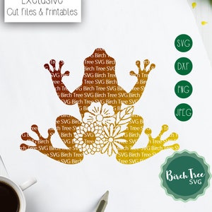 Floral Frog SVG, Frog Svg Cut File, Tree Frog SVG, Tropical Svg, Frog Clipart, Vector Frog Stencil SVG, Cricut Silhouette png dxf jpeg svg