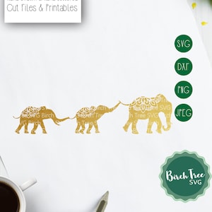 Elephant and Calves Mandala Svg Cutting File Baby Elephants Svg Cut File Mandala Elephant Svg Clipart Svg Cricut Silhouette png dxf jpeg svg