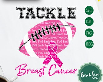 Tackle Breast Cancer Svg, Breast Cancer Awareness Svg, Cancer Svg, Tackle Cancer Svg, Football Svg, Pink Ribbon Svg, Silhouette Cricut Svg