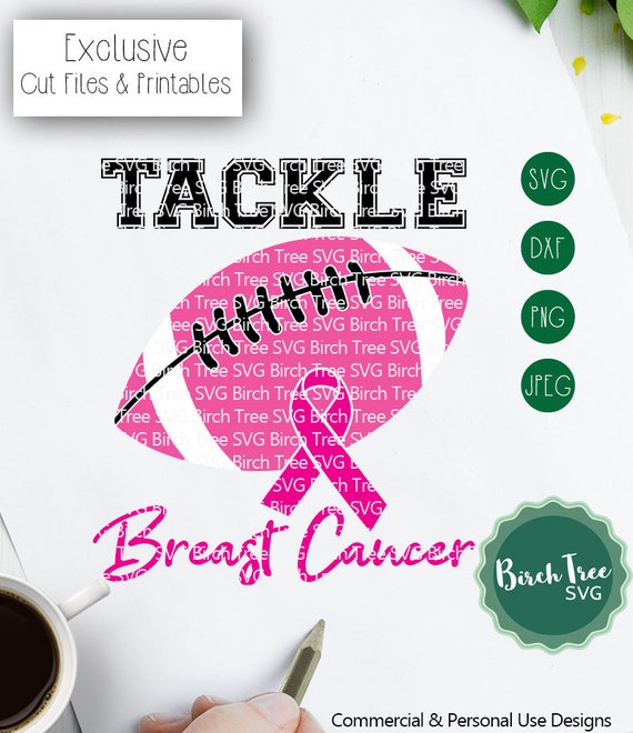 Tackle Breast Cancer Svg, Breast Cancer Awareness Svg, Cancer Svg, Tackle Cancer Svg, Football Svg, Pink Ribbon Svg, Silhouette Cricut Svg