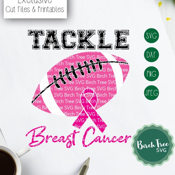 Tackle Breast Cancer Svg, Breast Cancer Awareness Svg, Cancer Svg, Tackle Cancer Svg, Football Svg, Pink Ribbon Svg, Silhouette Cricut Svg