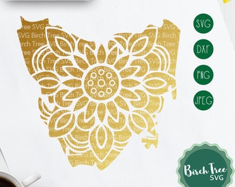 Tasmania Mandala SVG Cut File, Tasmania SVG, Tasmania Map Svg, Stencil Svg, Tasmania Decal Svg for Cricut Silhouette png dxf jpeg svg