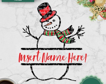 Split Monogram Snowman SVG Cut File, Christmas Shirt Svg, Cricut Svg Silhouette Files Christmas Svg, Snowman Svg, Snowman Name Svg Monogram