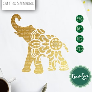 Elefante Mandala Svg, Arquivo de corte Elefante Svg, Mandala SVG, Animal Mandala Svg Zentangle Decal Svg para Cricut Silhouette png dxf jpeg svg