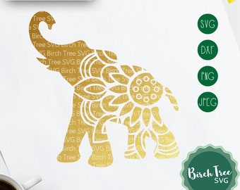 Elephant Mandala Svg, Elephant Svg Cut File, Mandala SVG, Animal Mandala Svg Zentangle Decal Svg pour Cricut Silhouette png dxf jpeg svg
