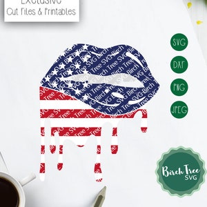 American Flag Lips SVG, 4th of July Svg, America SVG, USA Svg Cut File, Patriotic svg, Biting Lips Sublimation File Svg png dxf jpeg Cricut