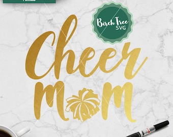 Cheer Mom SVG, Cheer SVG, Cheerleader Svg Cut-fil, Pom Pom Cheerleading Svg, Sportmamma Svg, för Cricut, Silhuett, Png, Dxf, Jpeg, Svg