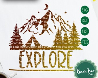 Explore Svg, Starry Sky Svg, Hiking Svg, Camping Svg, Outdoors Svg, Mountains Svg, Adventure Svg, Tumbler Decal Cricut Svg png dxf jpeg
