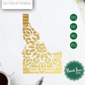 Idaho Mandala SVG Cut File, Idaho SVG, Idaho Clipart, Idaho Zentangle, Idaho Stencil Idaho State Svg for Cricut Silhouette png dxf jpeg svg