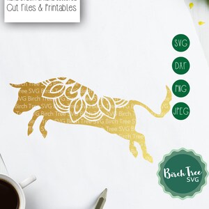 Bull Mandala Svg Cut File, Bull Svg, Cowboy Svg, Mandala SVG, Bull Zentangle Decal Floral Stencil Svg for Cricut Silhouette png dxf jpeg svg