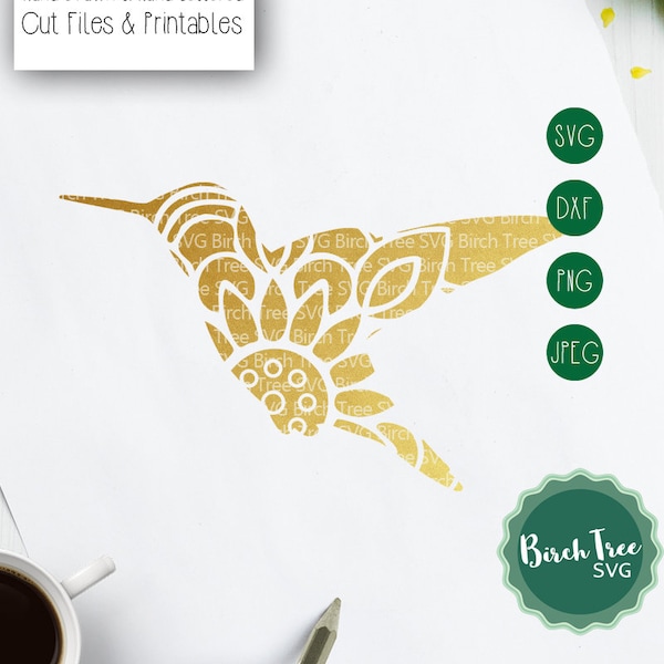 Colibri Mandala couper fichier SVG, SVG de Boho d’oiseau, Colibri Clipart, Colibri Zentangle, Svg pour Cricut Silhouette png dxf jpeg svg