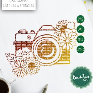 Kamera Svg, Fotografie Svg, Fotograf Svg, Blumenkamera Svg, Kamera Clipart, Kamera Blume Svg für Cricut Silhouette Png Dxf jpeg Svg