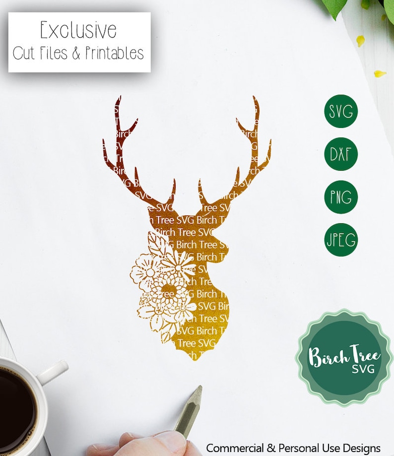 Floral Deer Head Svg Deer Mandala Svg Cut File Deer Svg Etsy