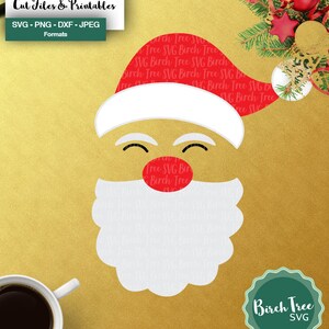 Santa Face SVG gesneden bestand Father Christmas svg Big Guy Svg Santa Svg rode neus Santa Svg Santa Hat Svg kerst Svg baard Svg Rudolph Svg File