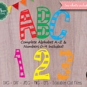 Striped Alphabet SVG Fonts, Striped Letters Svg, Striped Numbers Svg, Number svg, Birthday svg, Cut Files Cricut Font, Svg Dxf Png Jpeg Eps