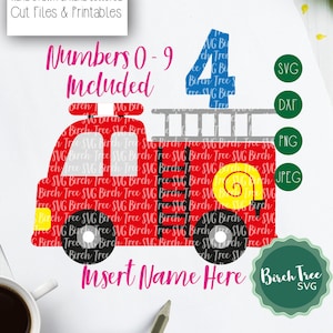 Fire Truck Birthday SVG, Fireman Birthday Shirt Svg, Fire Fighter Birthday Svg, Birthday Boy Svg, Age 3 4 5 Svg, Fire Truck Party Svg