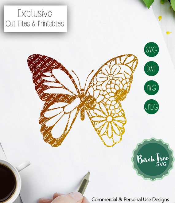 Floral Butterfly Mandala Svg Cut File Svg Butterfly And Etsy