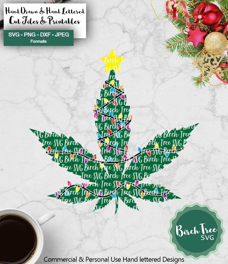 Cannabis Christmas Tree Svg Marijuana Christmas Lights Svg Etsy