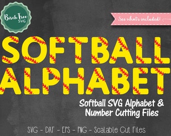 Softball Font Svg, Softball Alphabet SVG Fonts, Softball Cricut font Svg, Svg Numbers Cricut Silhouette Digital files Svg Dxf EPS Png Jpeg