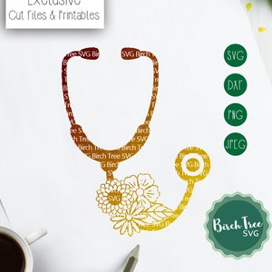Stethoscope Svg, Nursing Svg, Doctor Svg, Nurse Shirt Svg, Medical Svg File, Flowers Nurse Life Svg for Cricut Silhouette png dxf jpeg svg