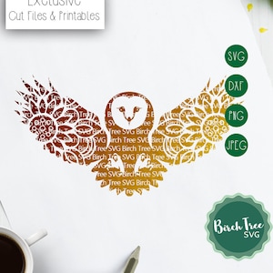 Scheune Eule Mandala Svg geschnitten Datei, Eule Svg, Eule Silhouette SVG, Eule Clipart, fliegende Eule Schablone Svg für Cricut Silhouette Png Dxf Jpeg Svg