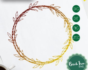 Leaf Wreath SVG Craft Pattern, Wedding Wreath SVG, Laurel Silhouette Cut Files, Cricut Cut Files, Wreath Clipart Monogram Svg Dxf Png Jpeg